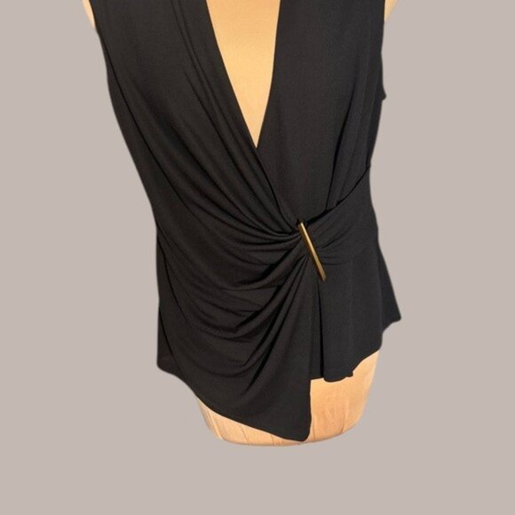 Donna Karen Black Label Faux Wrap Tank Size Large - Picture 2 of 7